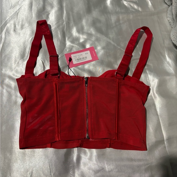 Edikted Teagen Mesh Corset Top red XS - Picture 5 of 7